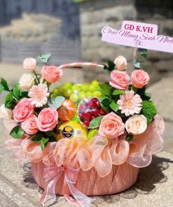 Giỏ Trái Cây Hoa Hồng Ngọt Ngào Cao Cấp